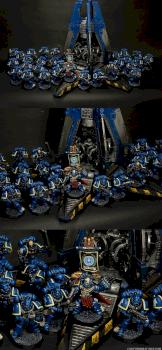 Ultramarines unit with commander and drop pod by Corvus