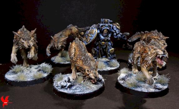 Arjac Rockfist, Space Wolves, Fenrisian Wolves by RedRavonMinis