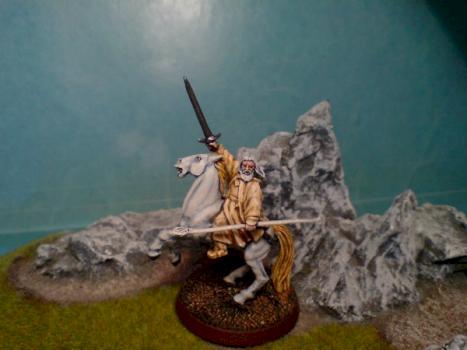 GANDALF THE WHITE (MINAS TIRITH ) MOUNTED. by PAINTONY