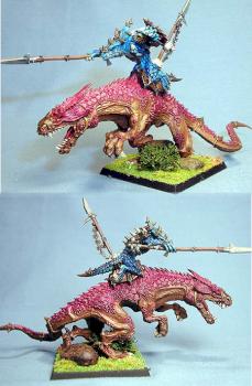 Lizardmen Lord Kroq-Gar on Carnosaur by mpengle