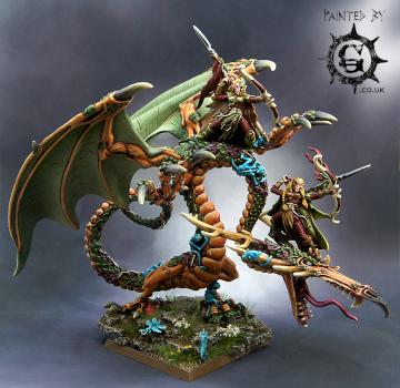 Wood Elf Sisters of Twilight on Forest Dragon by Painted By-g