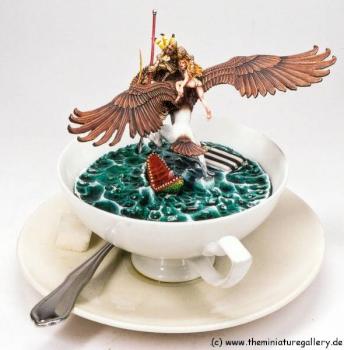 Thunderbolt Mountain Miniatures,  Griffon Rescue, built into a real cup! by brushguy