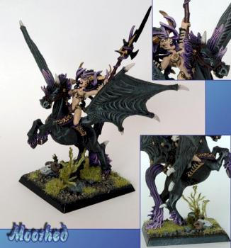 Dark Elves - Morathi on Pegasus by Moorhed