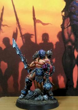 Khorne Slaughterpriest in Orange and Purple by Tim from Tau of War