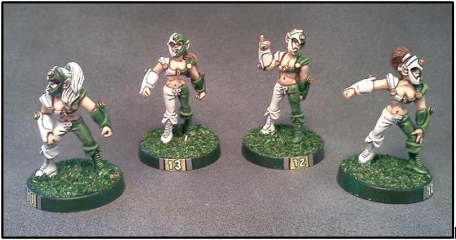 Wood Elf Linewomen Blood Bowl by Lou Rollins