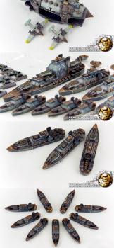 Dystopian War - Prussian Empire Fleet with Skyfortress - www.ilnanonefasto.it by Tzardauker