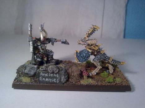 Duel Saurus Lord vs Chaos Lord "Ancient Enemies" Front by Alker