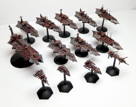 Battlefleet Gothic Chaos fleet with asteroids by sparrowhawk2k