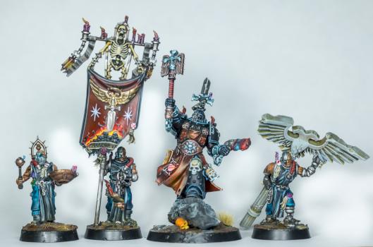 Chaplain Grimaldus & Retinue by Ponycat miniatures