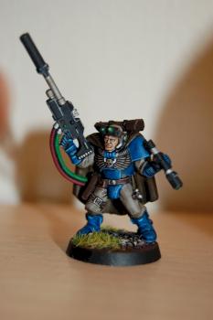 My Second Mini, a space marine scout with Sniper Rifle by skathe