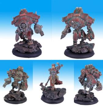 Khador Warjacks and Warcaster by Ghostpainter