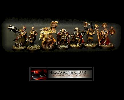 Warhammer 40.000 Cadian Lord Castellan Creed/ Commissar Yarrick/ Inquisiteur Coteaz Command Squad As by Hexagone Club