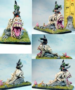 Warmaster Scale Goblin Hero on Squig Chariot by War Griffon