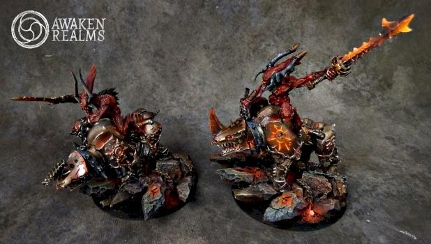 Daemons of Khorne Bloodcrusher and Herald by Awaken Realms