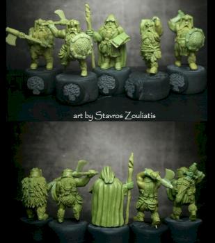 Warrior Dwarfs 32mm sculpture by Stavros Zouliatis