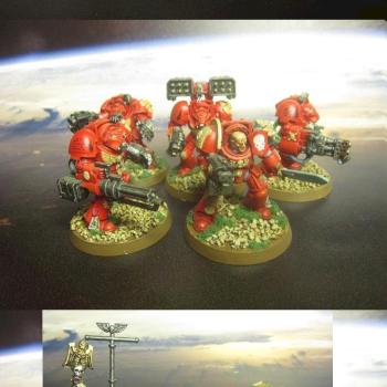 Blood Angels-Terminator Squad, chaplain on bike and attack bike by izzy_40k_painting