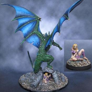 Cat and mouse diorama (pathfinder red dragon) by funnymouth