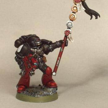 FLESH EATERS Tactical Marine w/ Honour Banner by Chaplain Desmodus