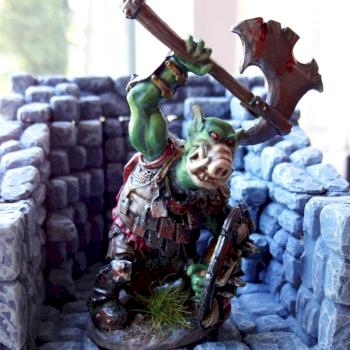 Reaper Bones Orc with home made Pig faced head conversion. by Atom