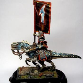 Converted Dark Elf Cold One Knight Standard Bearer by Dumbledore