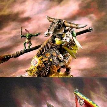 Orc warboss on boar with BSB by czlowiek.morze