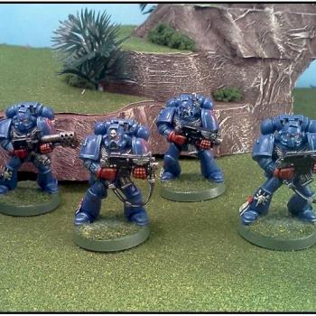 Crimson Fists Space Marine Combat Squad by Lou Rollins