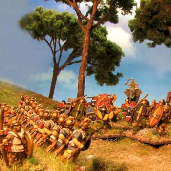 Carthaginian Liby-Phoenician Spearmen fighting Scutarii (Xyston, corvus Belli) 15mm by Mephisto1984