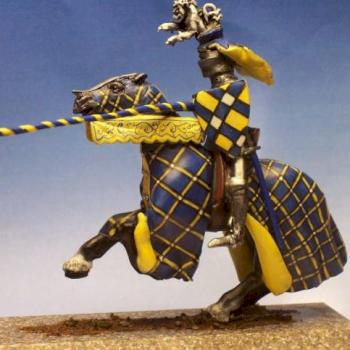 Blue/yellow Tournament Knight by StillLifeMiniatures