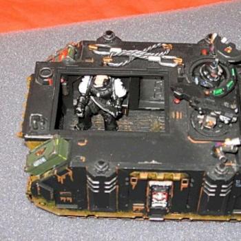 inside of a black templars razorback by capt. Loken