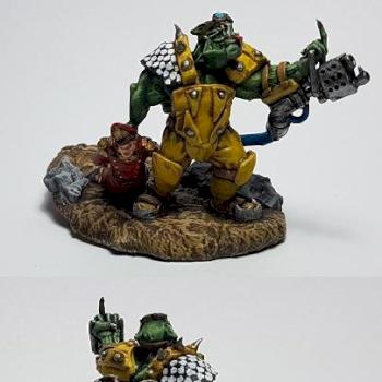 Warhammer 40k Orc Nob with captured Imperial Commissar by Moff