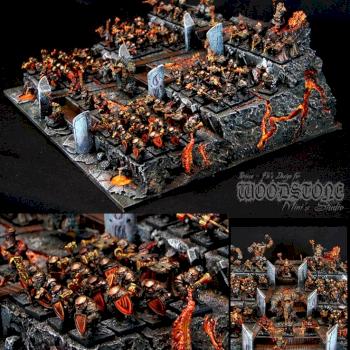 Chaos Dwarfs on scratch built Ziggourat by Woodstone