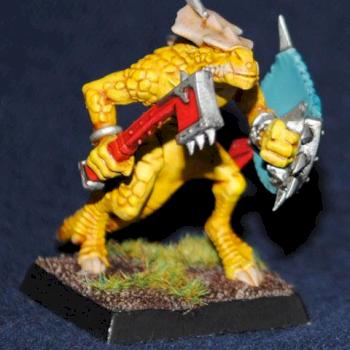 Yellow Lizardman Saurus Warrior by bobsacks