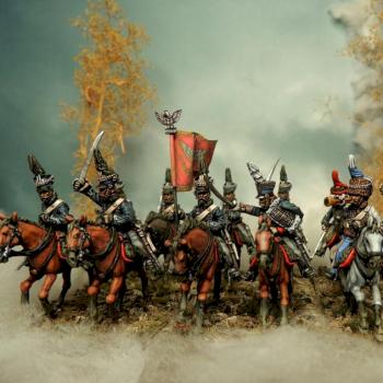 13 Regiment of polish hussars charging by Thau