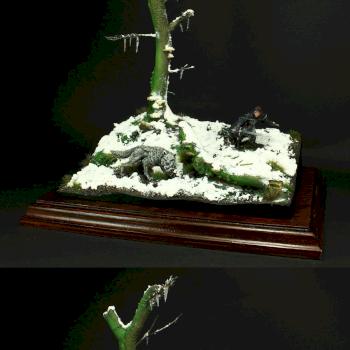 Beyond the Wall - Jon Snow & Ghost Dire Wolf - Diorama by Bizon