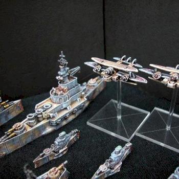 Dystopian Wars Italian Fleet - Battleship, Frigates and Bombers by AndyT