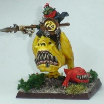 Goblin hero on giant squig by Mostyn