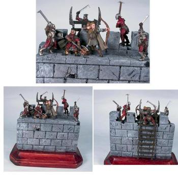 lord of the rings helms deep mini diorama with Legolas and Gimli by darkrealm miniatures