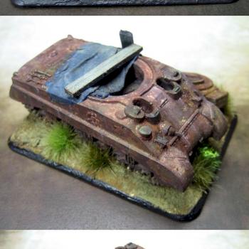 Flames of War 1:100 Destroyed Sherman Tank by misterjustin