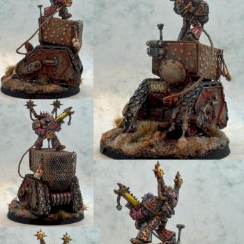 Slaanesh Noise Marine with sonic guitar on a speaker tank! by singularity