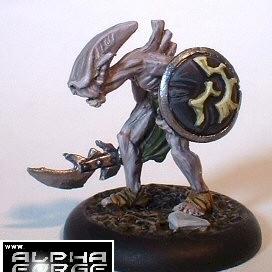 Yagamuna 'deep goblin' armed with sword. 28mm fantasy Produced by Alpha Forge Games by Lord Shoggoth