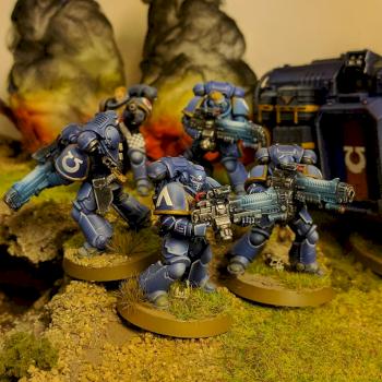 Ultramarine Hellblaster Squad by aliveonpaint