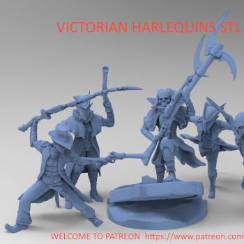 Victorian harlequin troupe by Geekundead