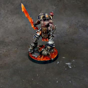 Age of Sigmar Chaos Khorne Slaughterpriest with hackblade and wrath-hammer by Awaken Realms