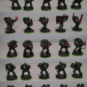 Dark Angel -ish Space Marine Squad in Green by EvilEgg