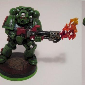 Dark Angel -ish Green Space Marine w/Flamer by EvilEgg