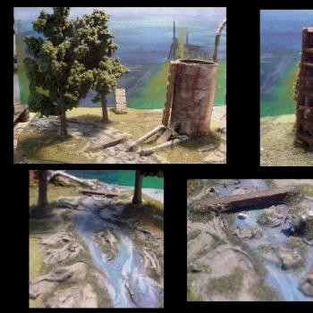 Terrain for WH40K Water tower and stream by Mornaril