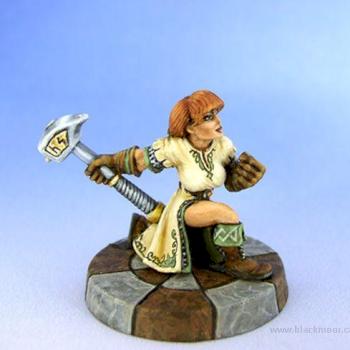 Svala, female dwarf with warhammer by SaxonAngel