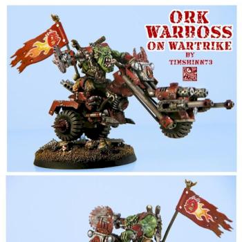 Warhammer 40K Ork Warboss On Warbike Conversion Painted by timshinn73