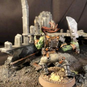 Ork Boy (AOBR) on a Painted Terrain  Piece. Rear view by dsrrichter