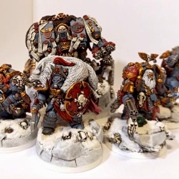 Space wolves wolf guard in terminator armour and Space wolves Siege Dreadnought by Ulfhrafn Grim